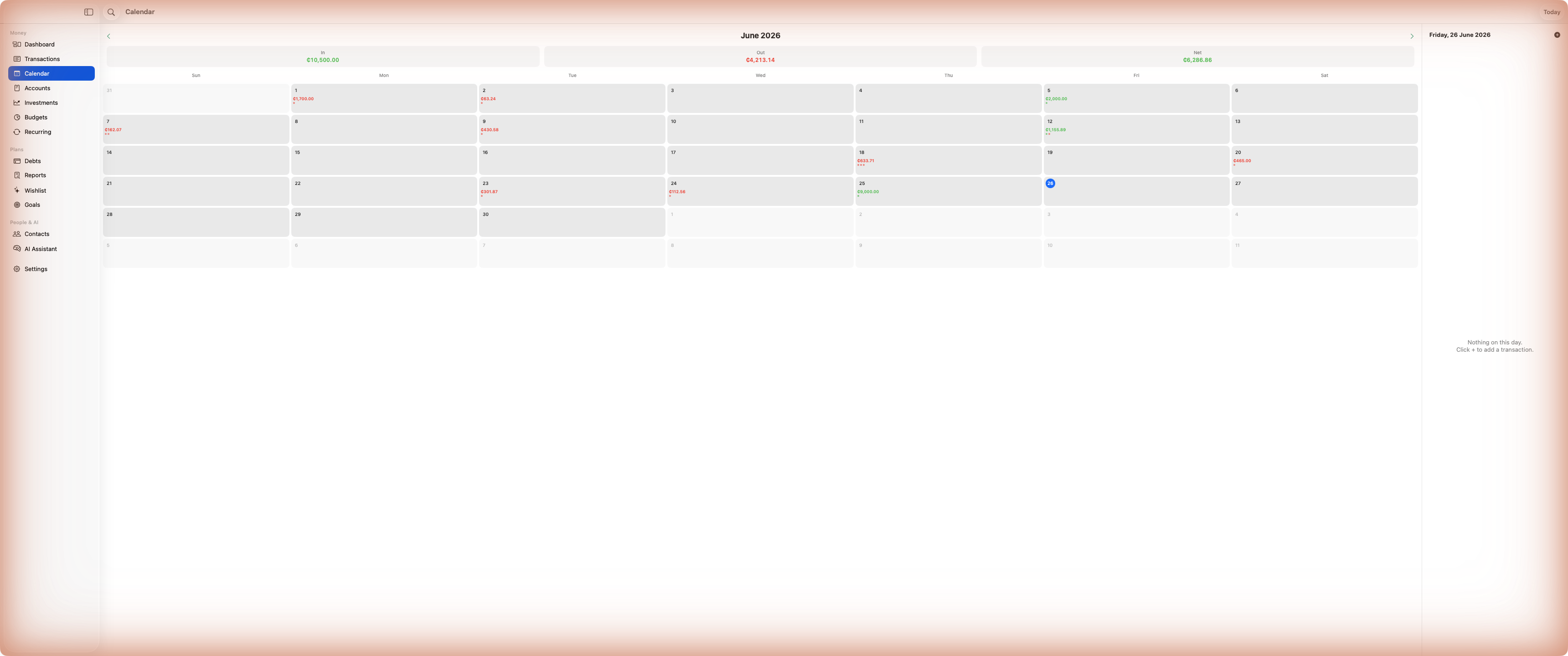 Gator recurring bills calendar